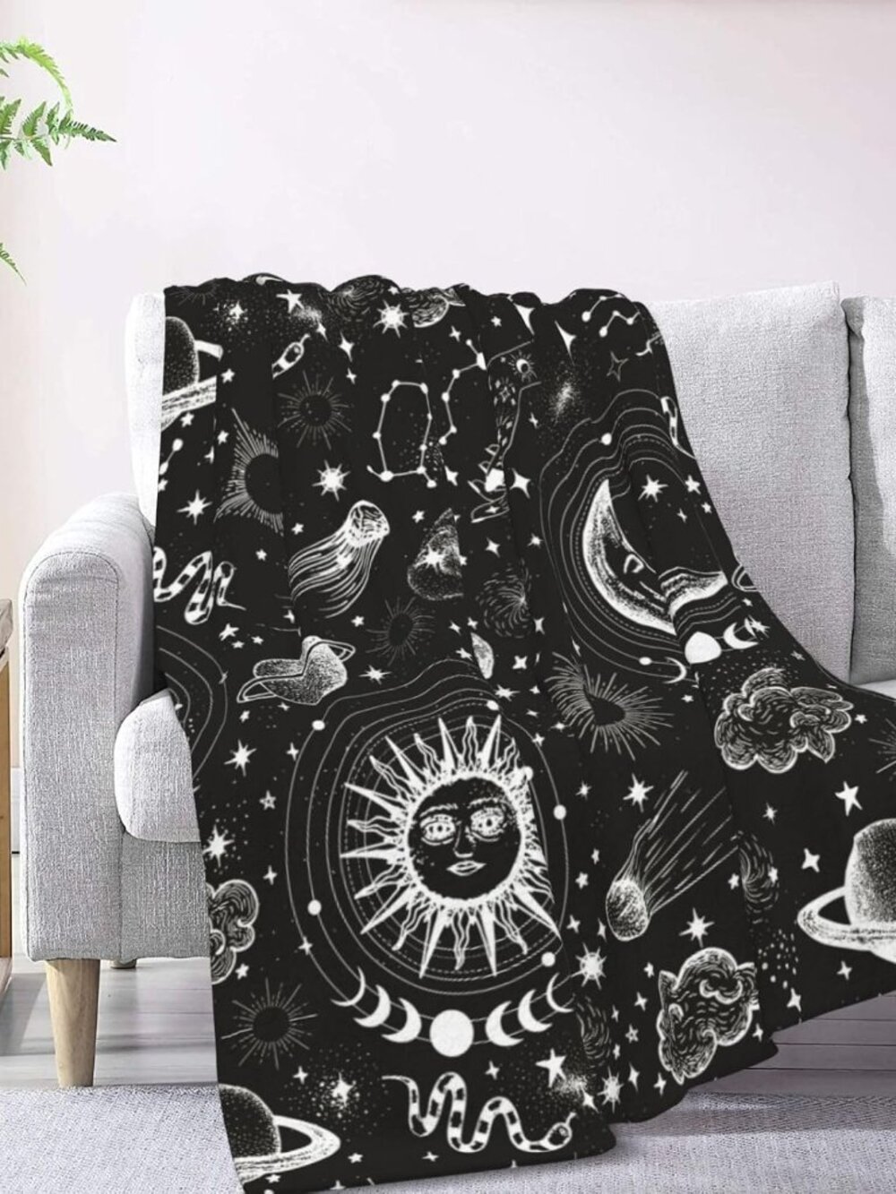 Moon Blanket 60"x50" Gothic Blankets Witchy Blankets Witchy Gifts for Women - Picture 6 of 9